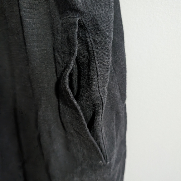 Papillon shoulder tie black linen jumpsuit with pockets size S - Picture 2 of 6